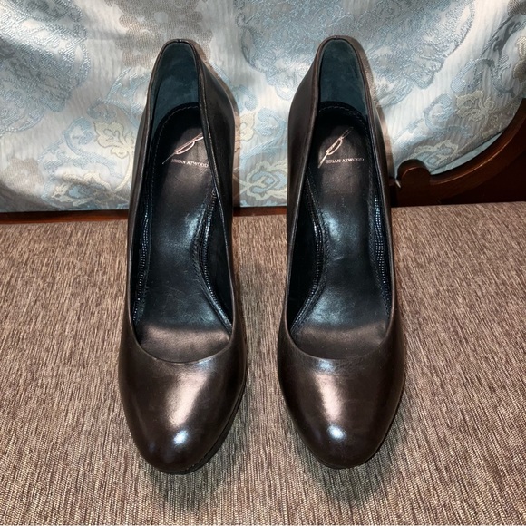 BRIAN ATWOOD Platform Heels BROWN / BLACK Glitter - Sz 10 (EU 41) Very nice! - Picture 6 of 16